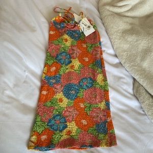 Zara Mini Floral Dress Orange Flowers Vacation NWT